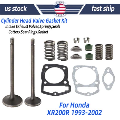 For Honda XR200R 1993-2002 Cylinder Head Intake Exhaust Valve Gasket Kit Set US Foto 1 de 4