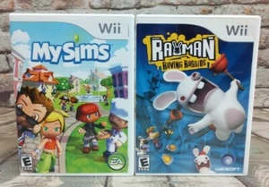 Nintendo Wii Video Game Bundle ~ MySims & Rayman Raving Rabbids Both Complete - Picture 1 of 10