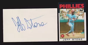 Jeff Stone ( Debut 1983 ) PHI BOST BALT TEX SIGNED AUTOGRAPH AUTO 3x5 INDEX COA - Picture 1 of 1