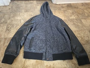 Tony Hawk Jacke Herren XL grau schwarz Kunstlederärmel durchgehender Reißverschluss Druckknopf - Bild 1 von 11