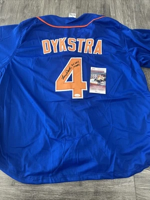 Camiseta deportiva personalizada firmada autografiada por Lenny Dykstra 86 W.S Champs JSA Foto 1 de 2