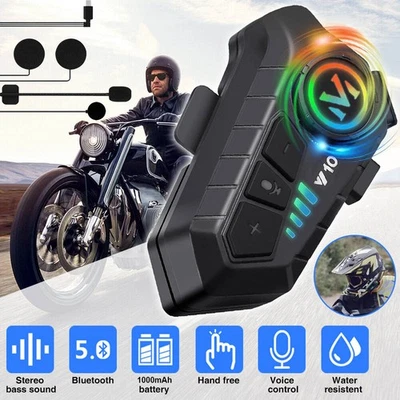 Bluetooth 5.3 Motorrad Helm Headset Motorräder Kopfhörer Lautsprecher Intercom - Bild 1 von 4