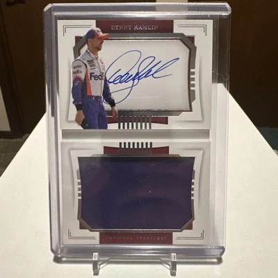 2021 National Treasures Denny Hamlin Firesuit Booklet Autograph 3/25 - Image 1 of 2