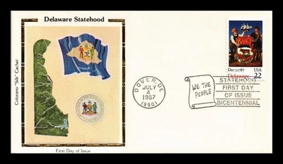 DR JIM STAMPS US COVER DELAWARE STATEHOOD BICENTENNIAL FDC COLORANO SILK CACHET - Image 1 of 2