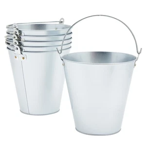 6-Pack Large Galvanized Bucket for Party - Metal Tin Ice Pail for Beer, 100 oz - Picture 1 of 9