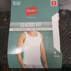 Hanes Premium Herren Comfort Tank Top Unterhemd 5er Pack - Weiß S: Baumwolle, leicht - Bild 1 von 9