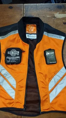 Icon Motorsports  Mil Spec Mesh Motorcycle Vest HiVis Orange Reflective. SZ Reg - Image 1 of 4
