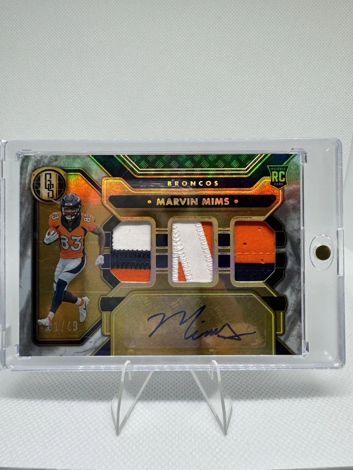 2023 Gold Standard Marvin Mims Rookie Patch Auto RC RPA #1/49 Broncos NFL #289 - Image 1 of 2