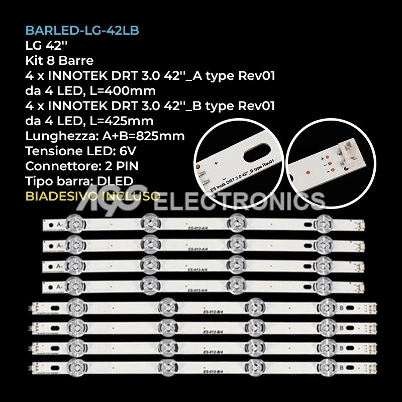 KIT 8 BARRE STRIP LED TV LG AGF78402101 42LB550V 42LB5800 42LB5500 - Imagen 1 de 1