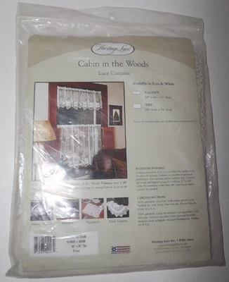 Cortinas de encaje Heritage Lace Cabin In The Woods nivel crudo beige 60"x 30" Foto 1 de 4