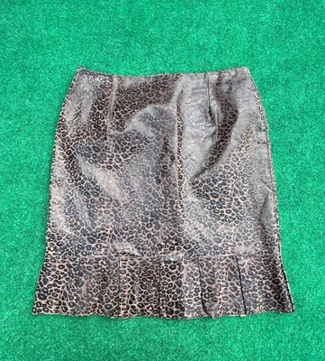 Vtg Doncaster Leopard Print 100% Leather Skirt Size 10 - Image 1 of 3