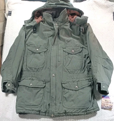 NWT VTG Members Only Plaid Quilt Lined Military Chore Barn Jacket Mens L Parka - Image 1 of 4