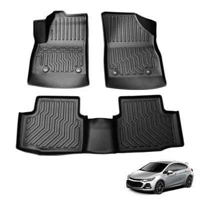 Floor Mats 2 Rows Liner For 2016-2019 Chevrolet Cruze TPE Rubber All Weather - Image 1 of 4