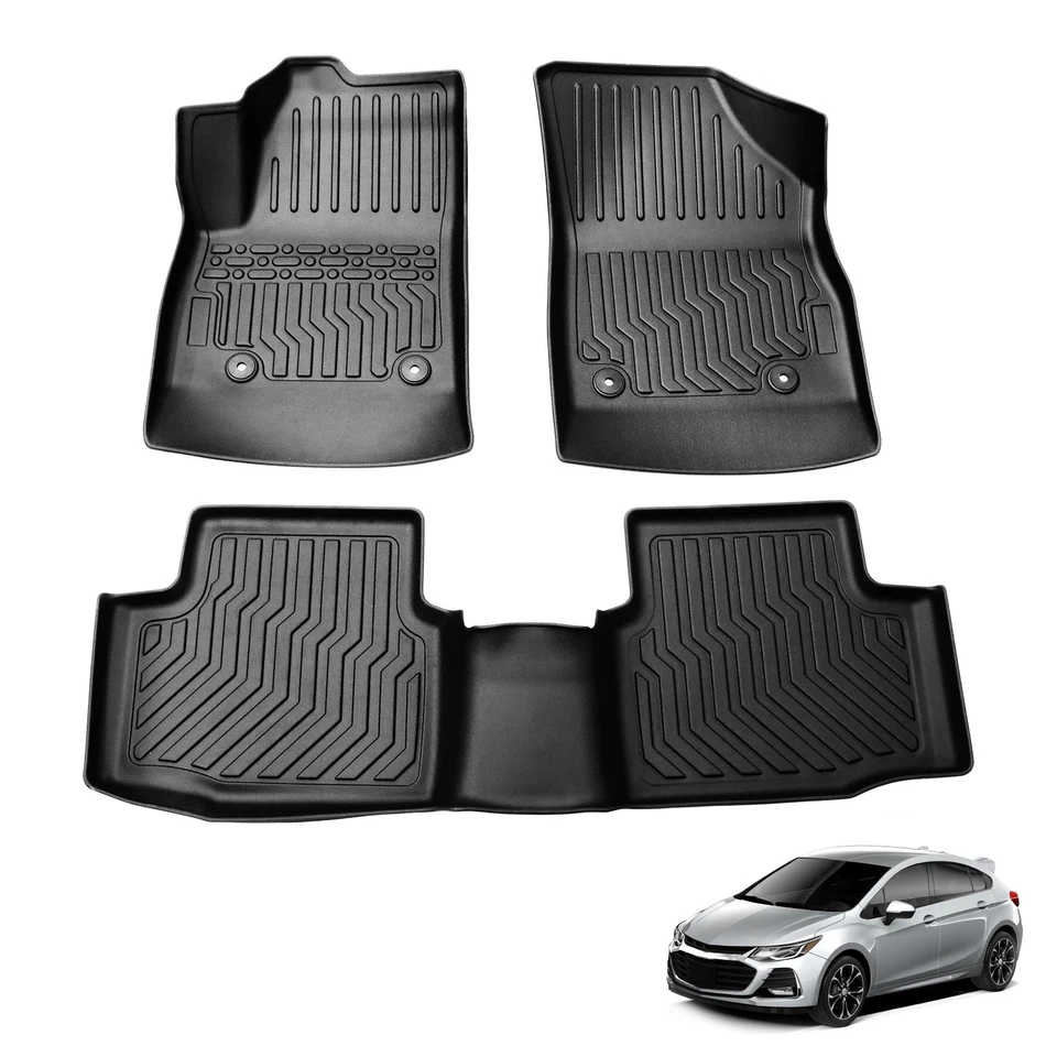 Floor Mats 2 Rows Liner For 2016-2019 Chevrolet Cruze TPE Rubber All Weather - Image 1 of 4