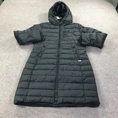 G-Star RAW Whistler HDD Slim Coat Womens Large Black Hooded Puffer Long Jacket - Image 1 of 4