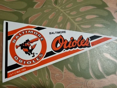 25ct Baltimore ORIOLES J&P MLB 1989 Reusable Static Pennant 7.25" Decal Vintage - Image 1 of 3