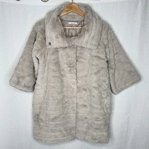 Piazza Roma Beige Faux Fur Coat Jacket Womens S Made in Italy Quiet Luxury Soft - Picture 1 of 9