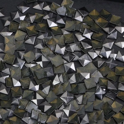 100 PCS 7x7mm Flat Back Pyramid Studs 1/4" Hotfix Iron On Glue on Gun Grey - Image 1 of 3