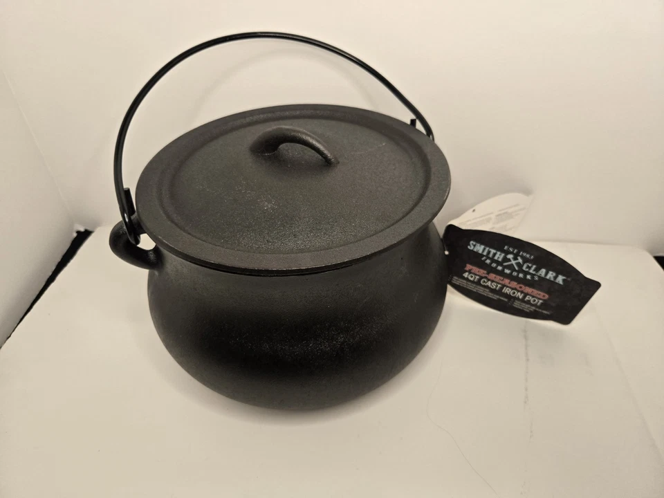 Halloween 4QT Pre-seasoned Cast Iron Cauldron Pot - Smith & Clark Ironworks - Image 1 of 4