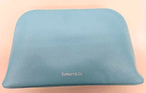 Tiffany & Co. Blau Leder Make-up Kosmetiktasche mit Box Gebraucht Original - Bild 1 von 8