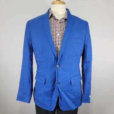 Abrigo deportivo para hombre INC International Concepts dos botones azul mezcla de lino MEDIANO Foto 1 de 4