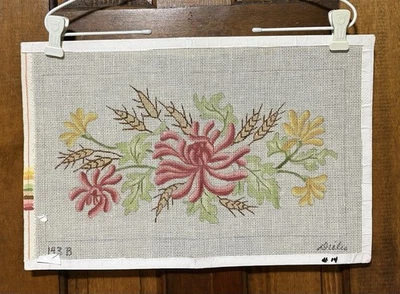Handpainted Vintage Dielco Needlepoint Canvas 143B, Floral Spray, EUC 14 Ct Mono - Image 1 of 4