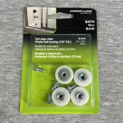 Prime ~ Línea Bañera Ducha Baño Puerta Corredera Rodillos (PLANO) Rueda 4 Pk # M-6154 Foto 1 de 4