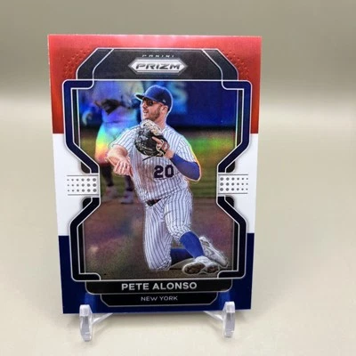 2022 Prizm Baseball Red White Blue Parallel No. 184 Pete Alonso New York Mets - Image 1 of 2