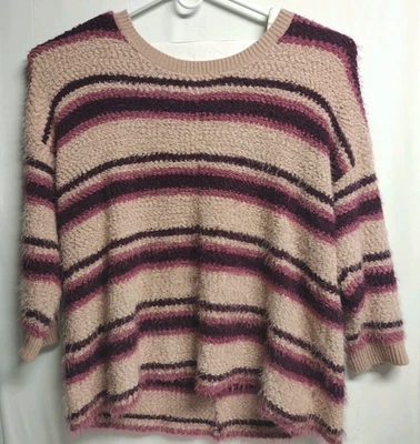 Suéter a Rayas Rosa y Púrpura Tejido Palomitas de Maíz Torrid 5 Lana Difusa Foto 1 de 4