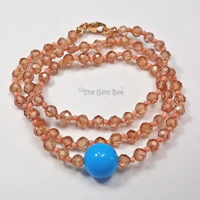 Collar/pulsera gargantilla de circón turquesa persa stock antiguo de oro amarillo de 18 quilates Foto 1 de 4