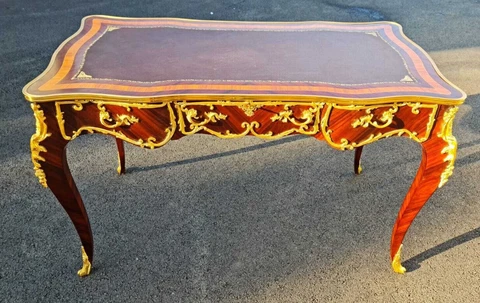 FRENCH Plat Bureau Desk Louis Quinze Baroque style office desk Cover