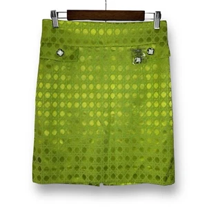 New Antonio Melani Skirt | 8 | Green Metallic Geometric Retro Inspired Career - Picture 1 of 7