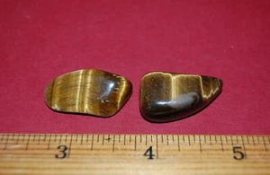 Lot of 2 Golden Tiger Eye Crystal Tumble Stones Tumblestones Polished Gemstones - Picture 1 of 3