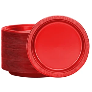 Wholesale 10 in Disposable Dinner Red Plastic Plates 100-5000 Bulk For Any event - Picture 1 of 4