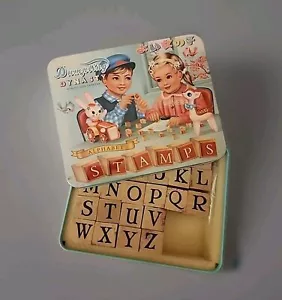 Rare Vtg Children's Stamp Set Dumpling Dynasty Complete Alphabet MissingInk Pad - Picture 1 of 6