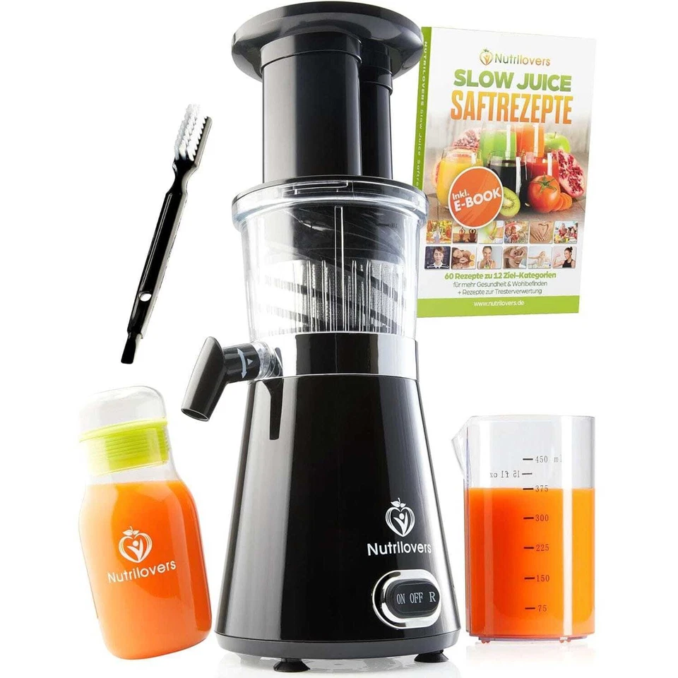 NUTRILOVERS NUTRI-PRESS Slow Juicer für Einsteiger | BPA-Frei (Schwarz)