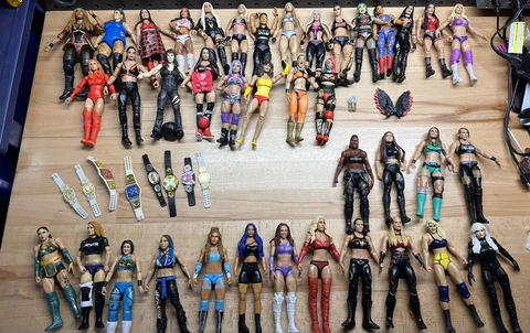 WWE Elite & Basic Women Figures Lot Assorted Nikki Bella Becky Asuka Title Belts Cover