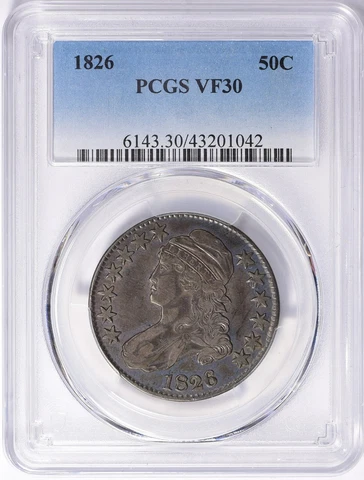 1826 Capped Bust Half Dollar ~ PCGS VF30 ~ Free Shipping Cover
