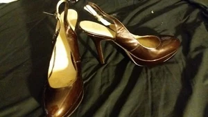 brown joan & david sling back heels size 8m - Picture 1 of 7