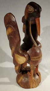 Vtg Primitive Tribal Sea Bird Hand Carved Wooden Statue 20" Figurine Sculpture - Picture 1 of 9