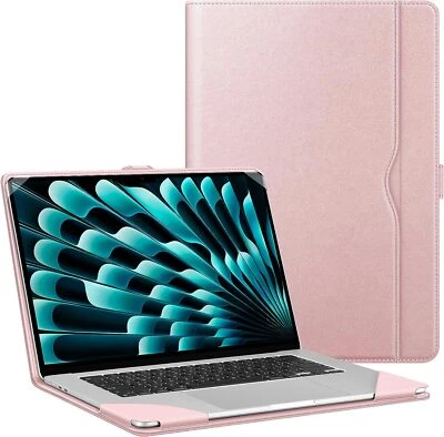 Sleeve Case for MacBook Air 15 Inch A3241 2024 2025 PU Leather Folio Book Cover - Image 1 of 4