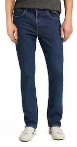 Pantalones de mezclilla regulares LEE Brooklyn para hombre pierna recta elásticos oscuros lavado a piedras - Imagen 1 de 4