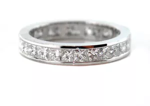 2.76 CT Lady's Natural Princess Cut Diamond Eternity Band VS1/F 14K White Gold - Picture 1 of 5