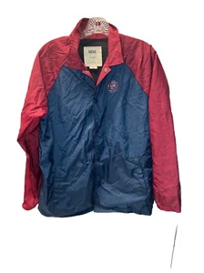Vans Off The Wall Black Lined Windbreaker Jacket Mens XL Snap Blue Burgandy - Picture 1 of 6