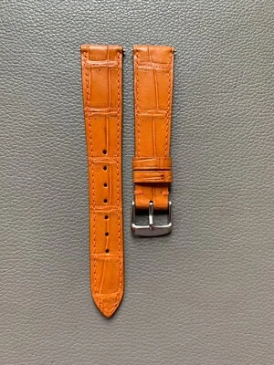 Orange Genuine Leather Skin Watch Strap Band 10...16 17 18 19 20 21 22 23 2426mm - Image 1 of 4