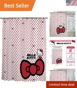 Official Hello Kitty Shower Curtain with 13-Piece Ring Set - Vibrant Bath Decor - Picture 1 of 7