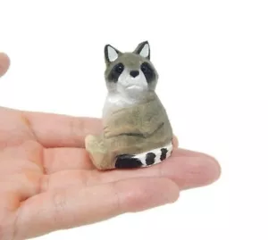 Waschbär Wald Figur Dekor Kunst kleine Statue Geschenk Schnitzen Miniatur Tier - Bild 1 von 5