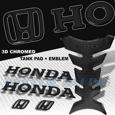 ALMOFADA DE TANQUE DE COMBUSTÍVEL PERFURADA PRETA PRO GRIP + 5,75" LOGOTIPO HONDA + ADESIVO EMBLEMA LETRA - Imagem 1 de 4