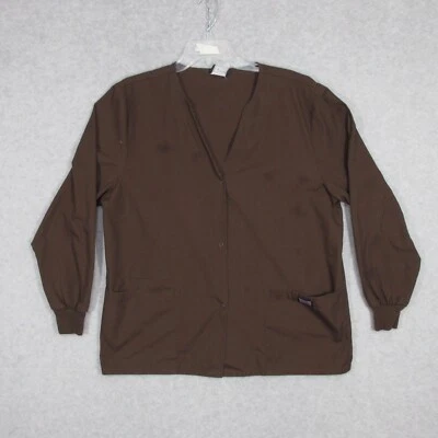Cherokee Workwear Womens Warm Up Scrub Jacket Chocolate Brown Long Sleeve 4350 M - Image 1 of 4