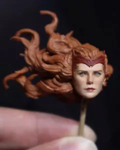 Handmade 1/12 Painted Comics Scarlet Witch Head Carving Fit 6'' Action Figure - Picture 1 of 3